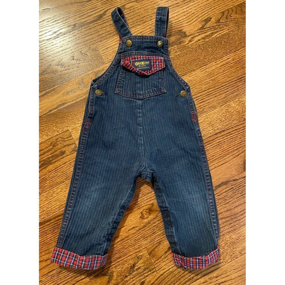 OshKosh B'gosh | Vintage Overalls Red Plaid Denim Union Tag Sz‎ 24M